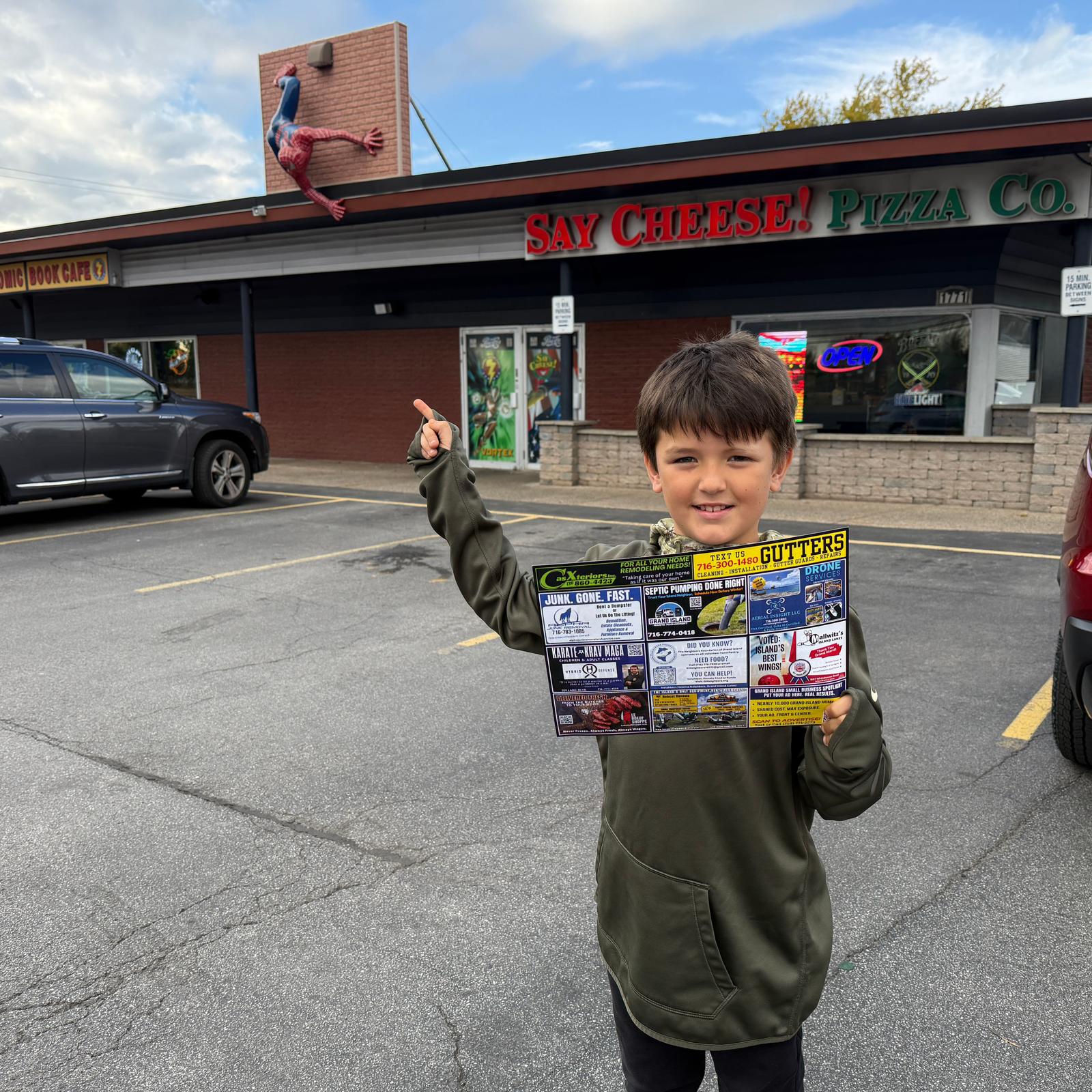 Example entry photo with the contest ticket at a local pizza shop.